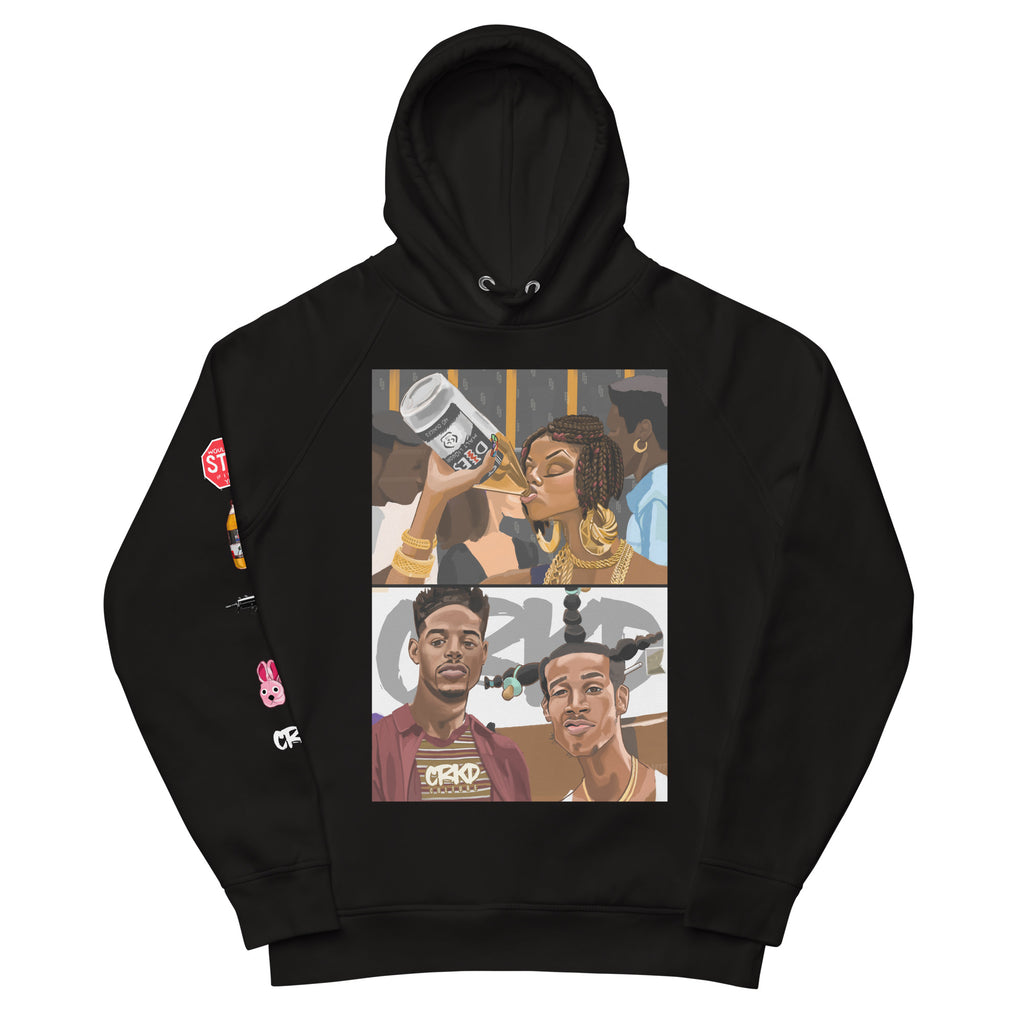 "Don't Be a Menace to South Central While Drinking Your Juice in the Hood" hoodie inspired by the 1996 urban cult classic starring Marlon Wayans.